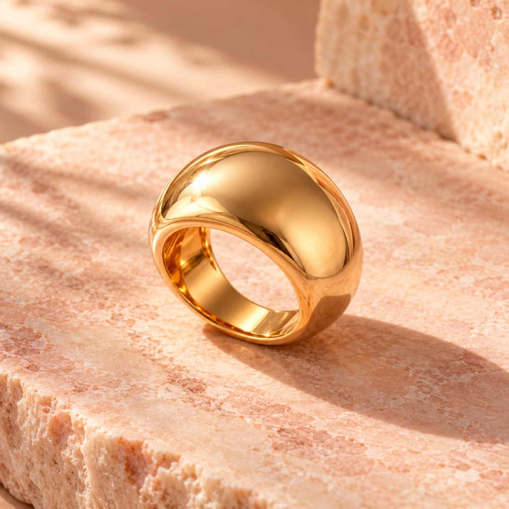 AI-generated design sample of gold-tone ring; not actual inventory